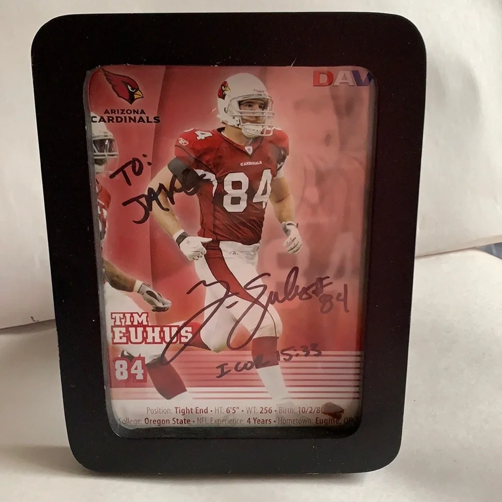 Tim Euhus Arizona Cardinals Autograph Frame-measures 8x6 read below ⚠️
